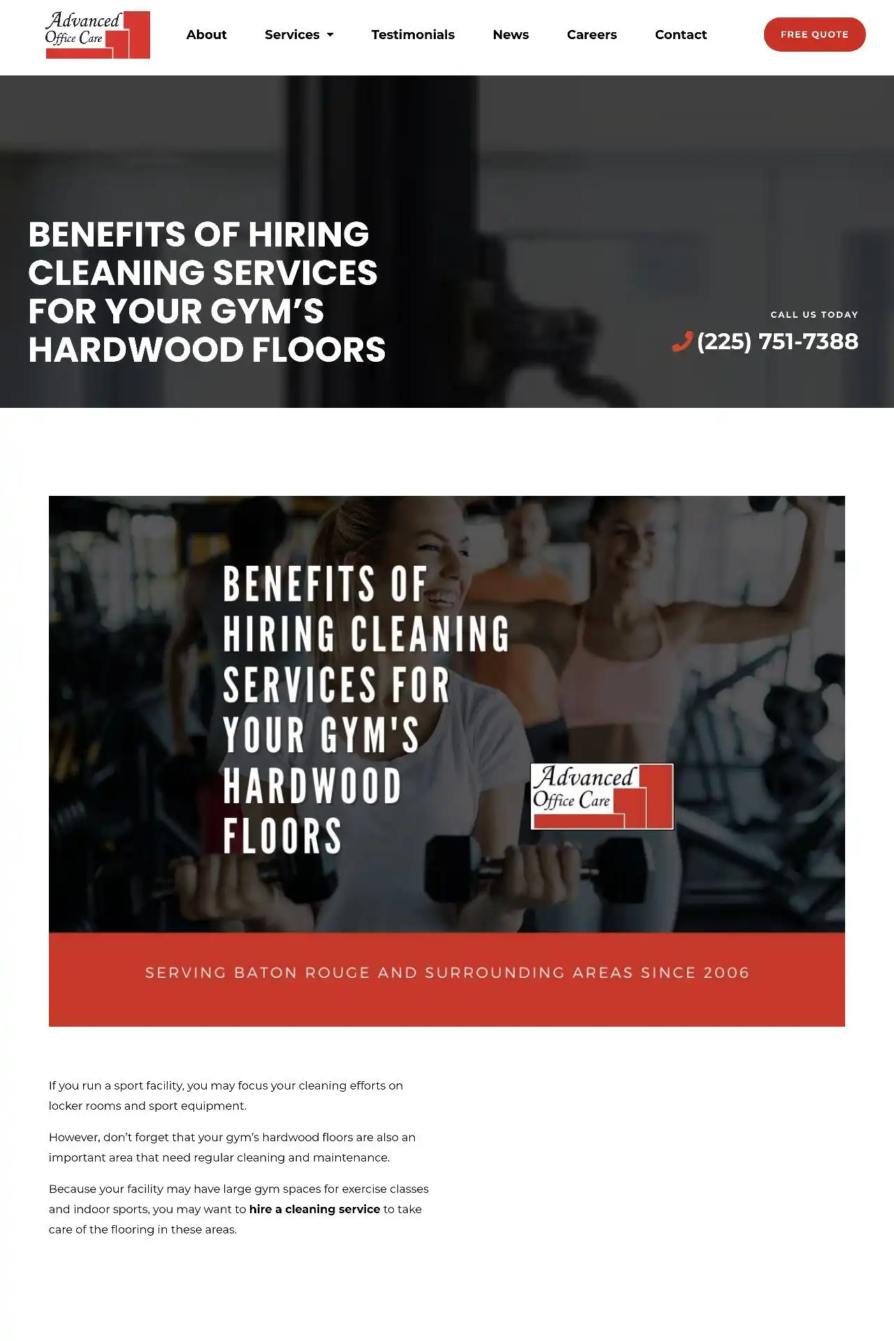 baton rouge cleaning company website design development https aocla.com cleaning benefits of hiring cleaning services for your gyms hardwood floors