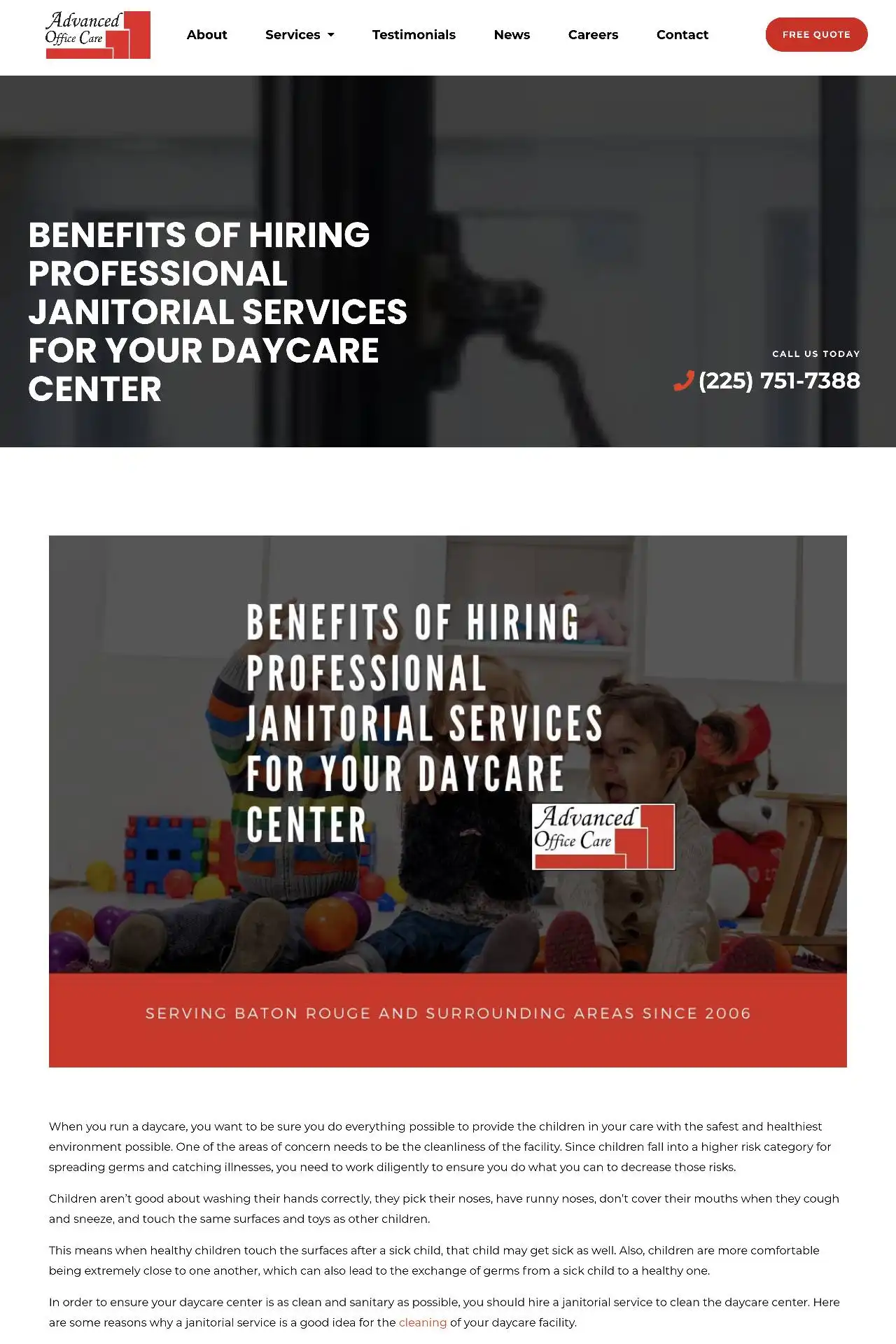 baton rouge cleaning company website design development https aocla.com cleaning benefits of hiring professional janitorial services for your daycare center