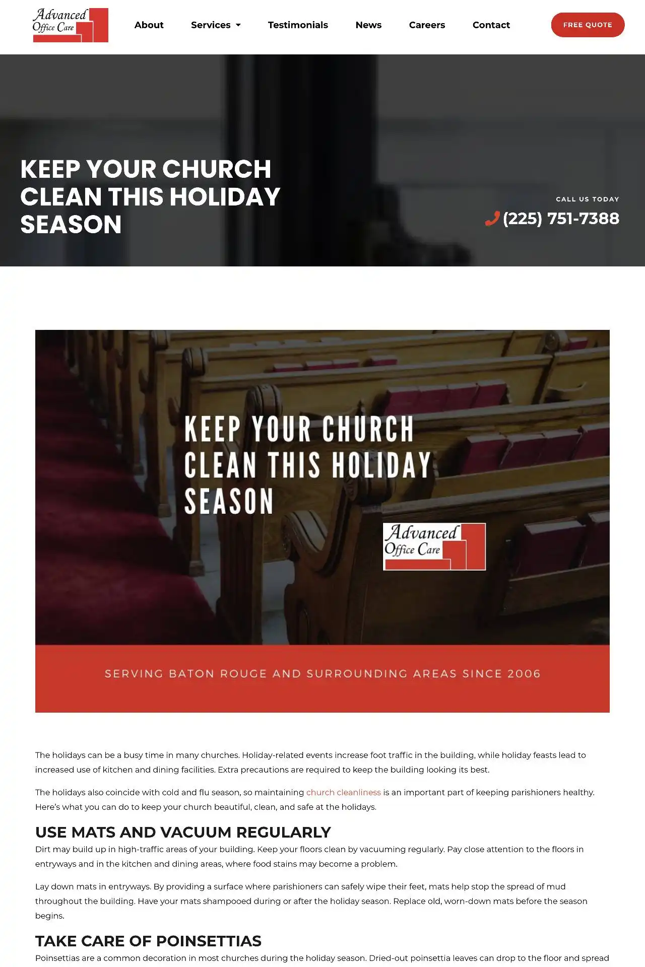baton rouge cleaning company website design development https aocla.com cleaning keep your church clean this holiday season