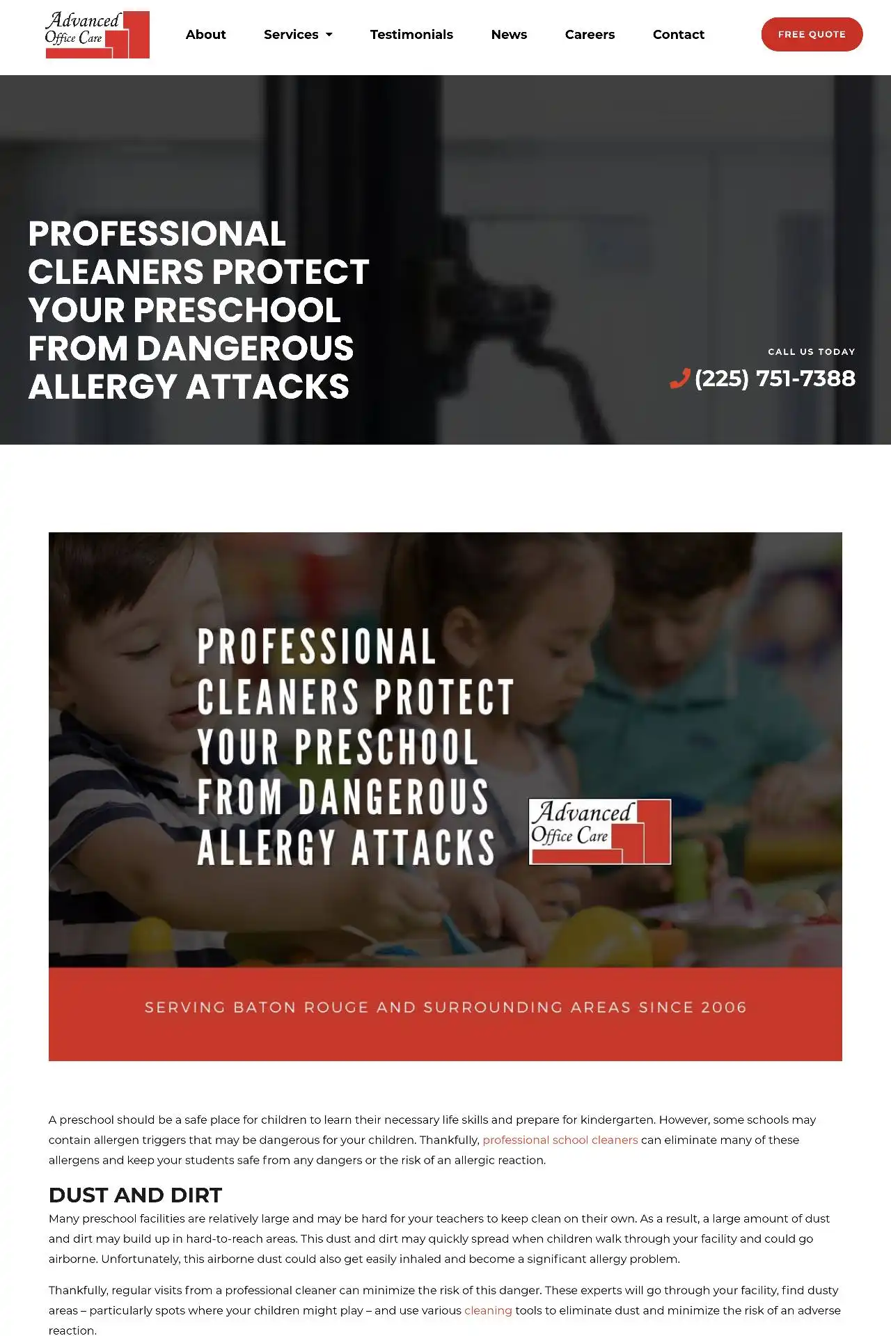 baton rouge cleaning company website design development https aocla.com cleaning professional cleaners protect your preschool from dangerous allergy attacks