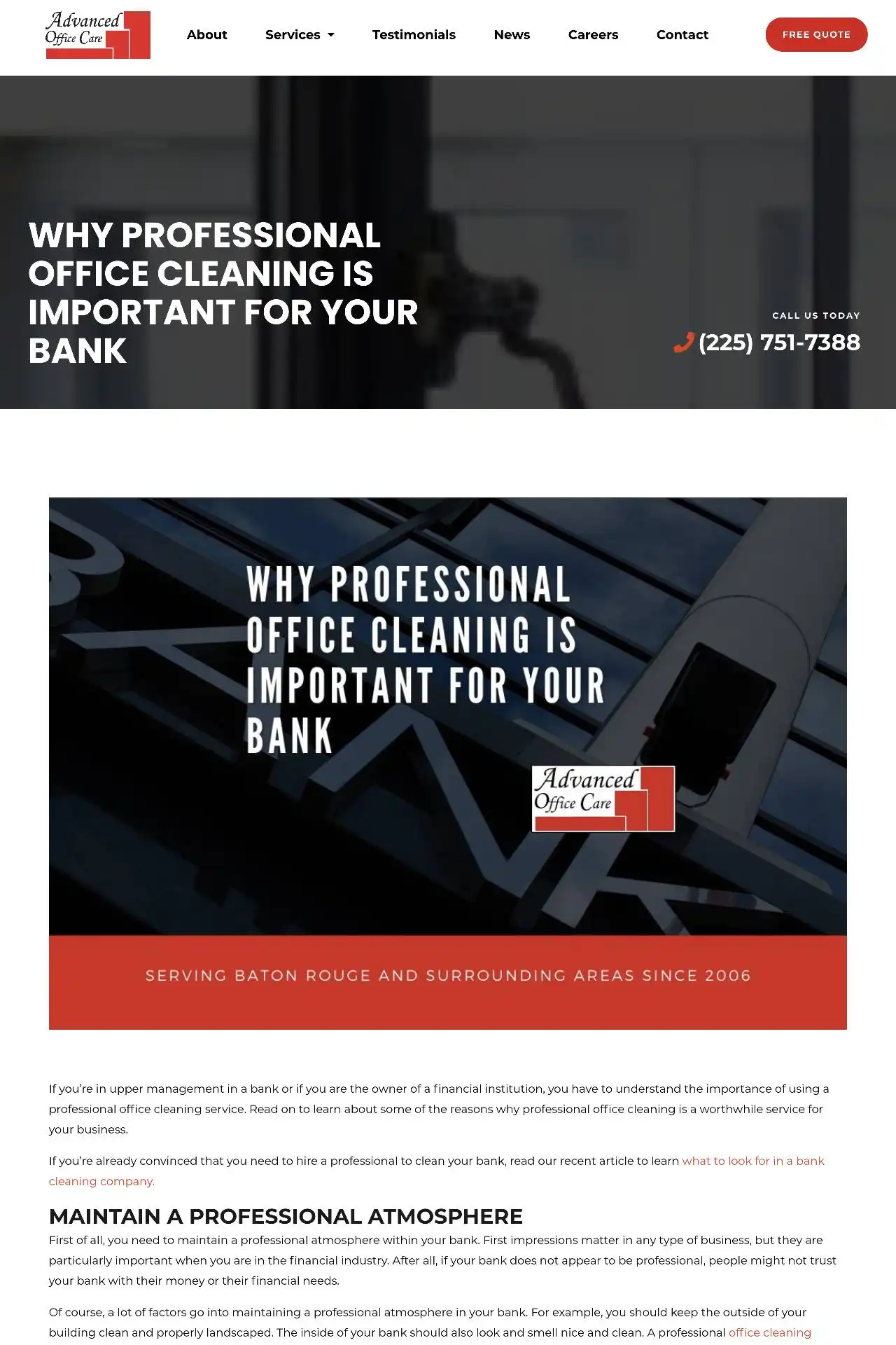 baton rouge cleaning company website design development https aocla.com cleaning why professional office cleaning is important for your bank