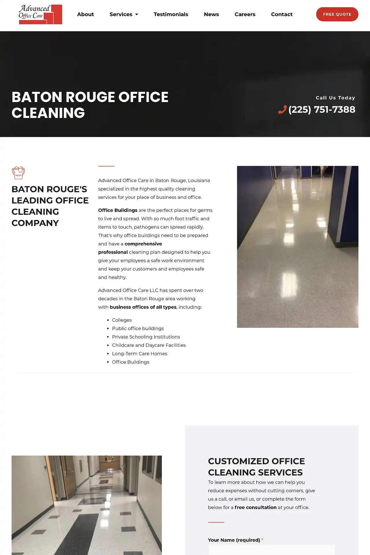baton rouge cleaning company website design development https aocla.com services baton rouge office cleaning