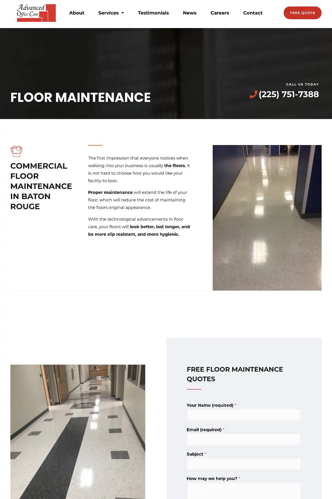 baton rouge cleaning company website design development https aocla.com services floor maintenance