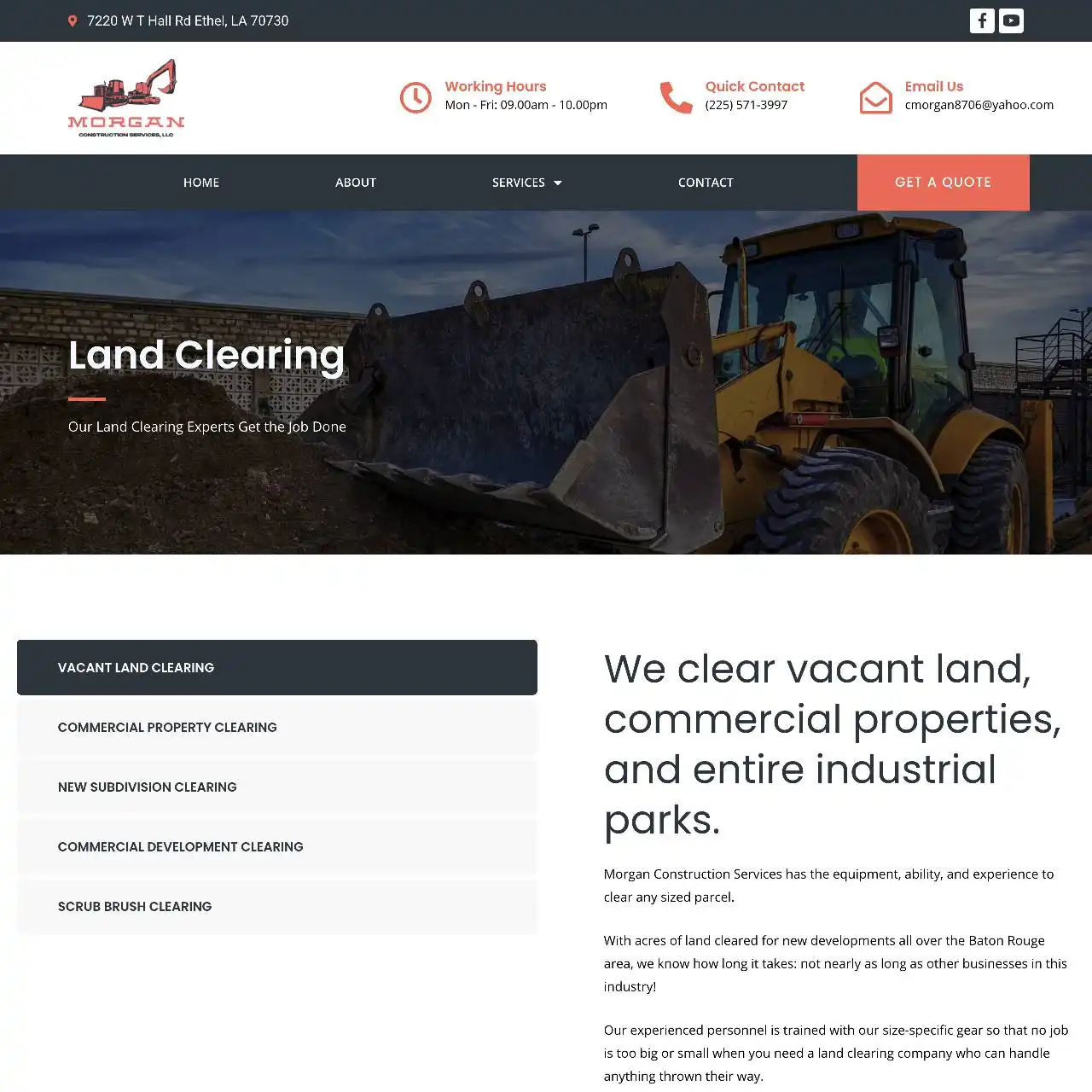 construction website https morganconstructionservicesla.com services land clearing