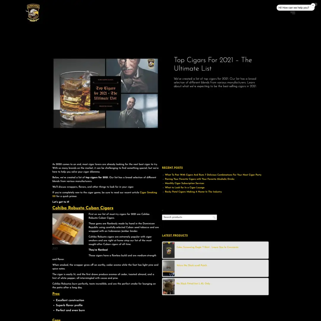 ecommerce website design screenshot screencapture screamingeaglecigars cigar top cigars 2021 ultimate list 2021 05 18 11 16 19