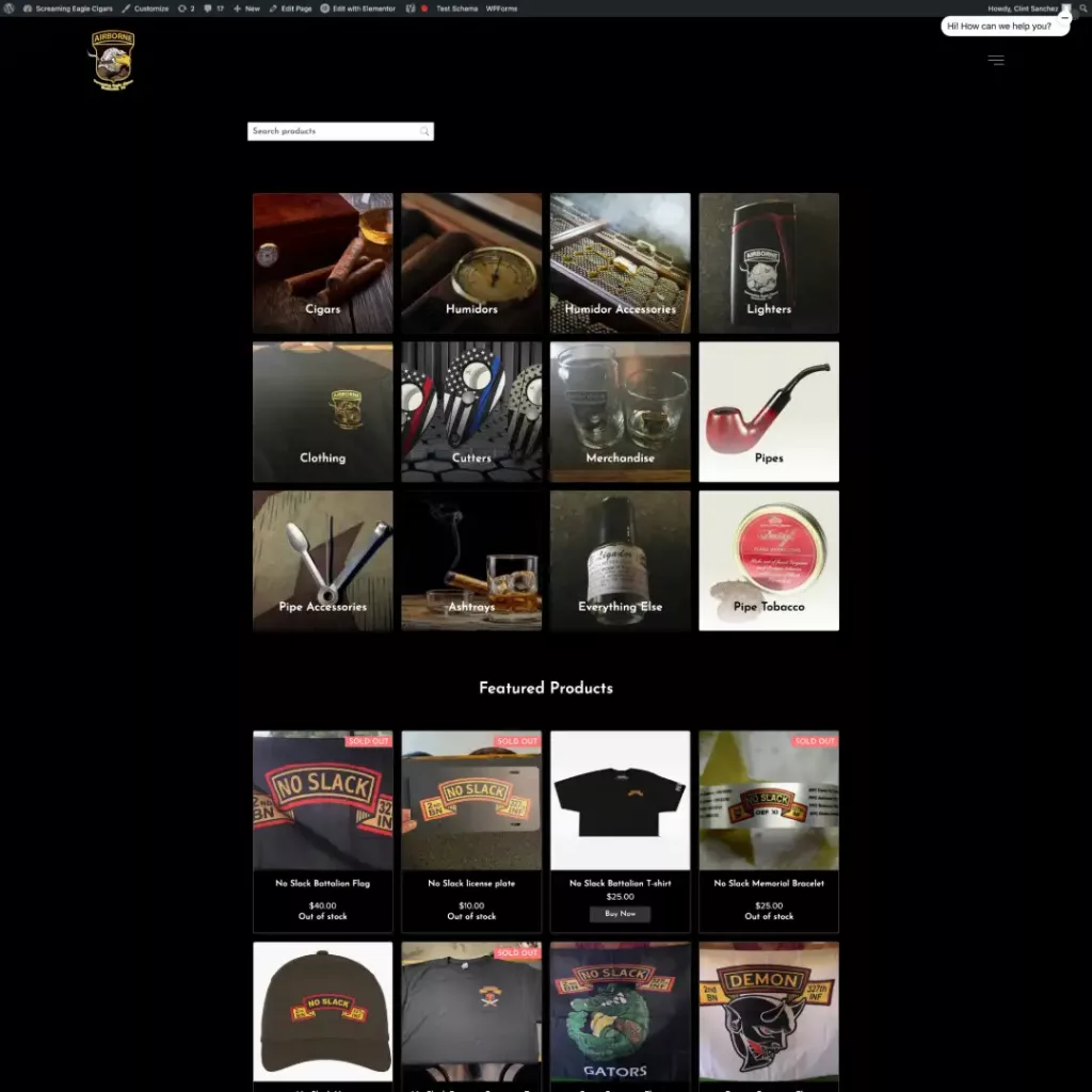 ecommerce website design screenshot screencapture screamingeaglecigars store 2021 05 18 11 13 57