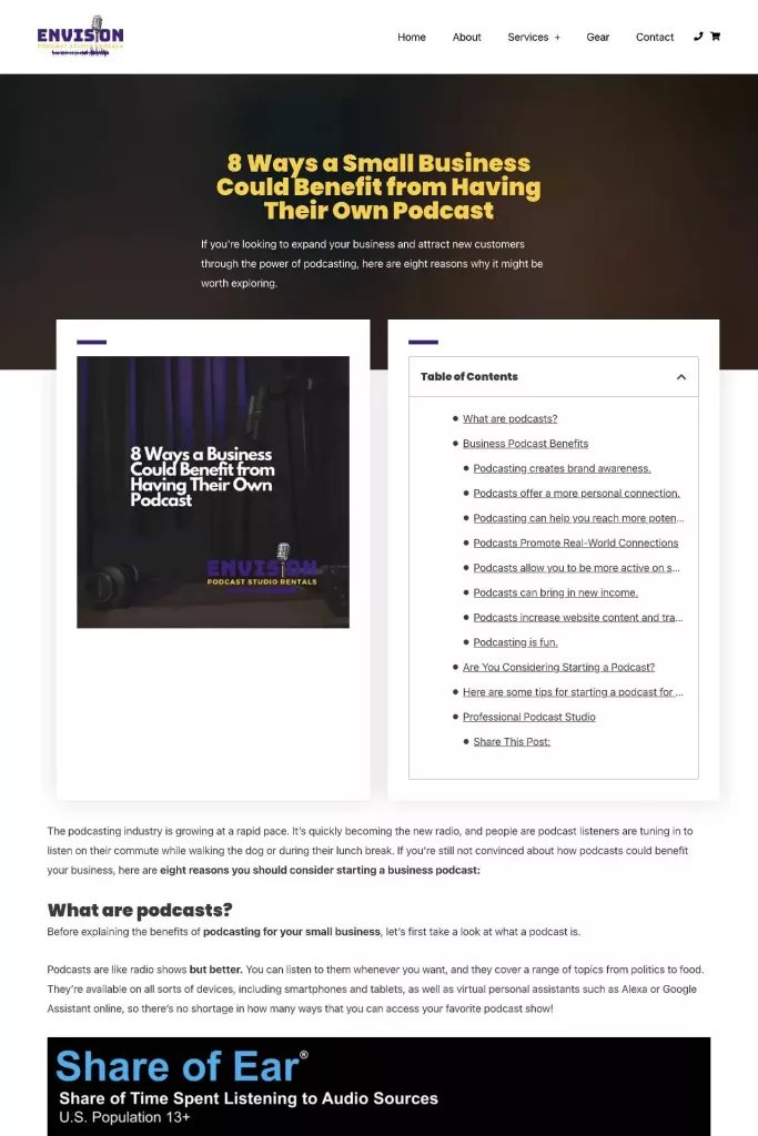 https envisionpodcaststudio.com business podcast small business podcast benefits
