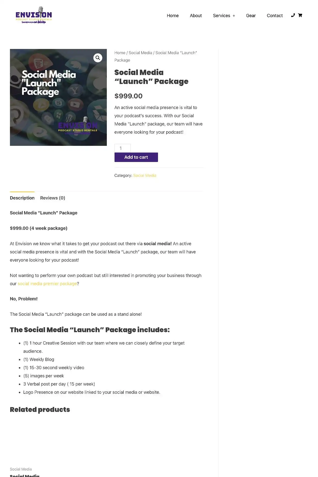 https envisionpodcaststudio.com product podcast social media launch package