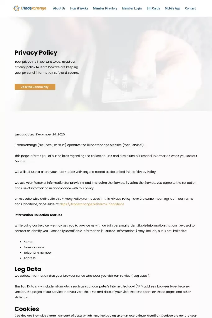https itradexchange.biz privacy policy
