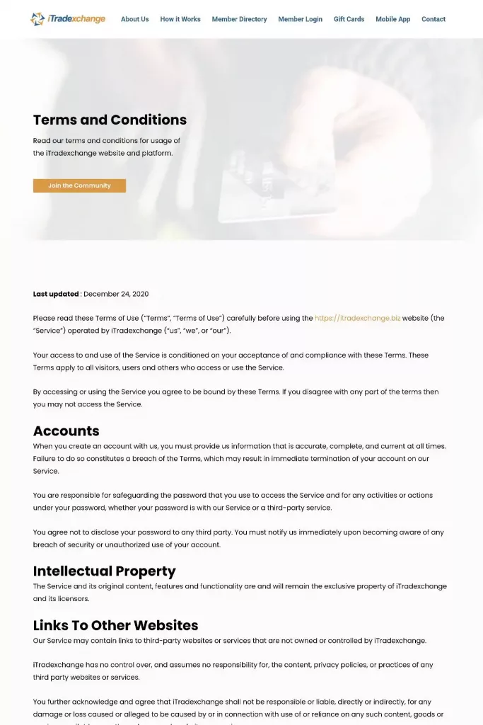 https itradexchange.biz terms conditions