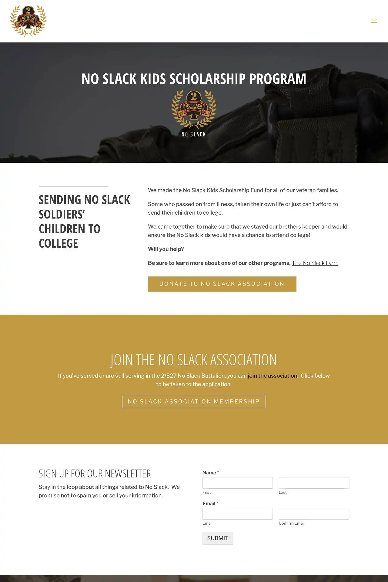 https noslackassociation.com no slack kids scholarship program