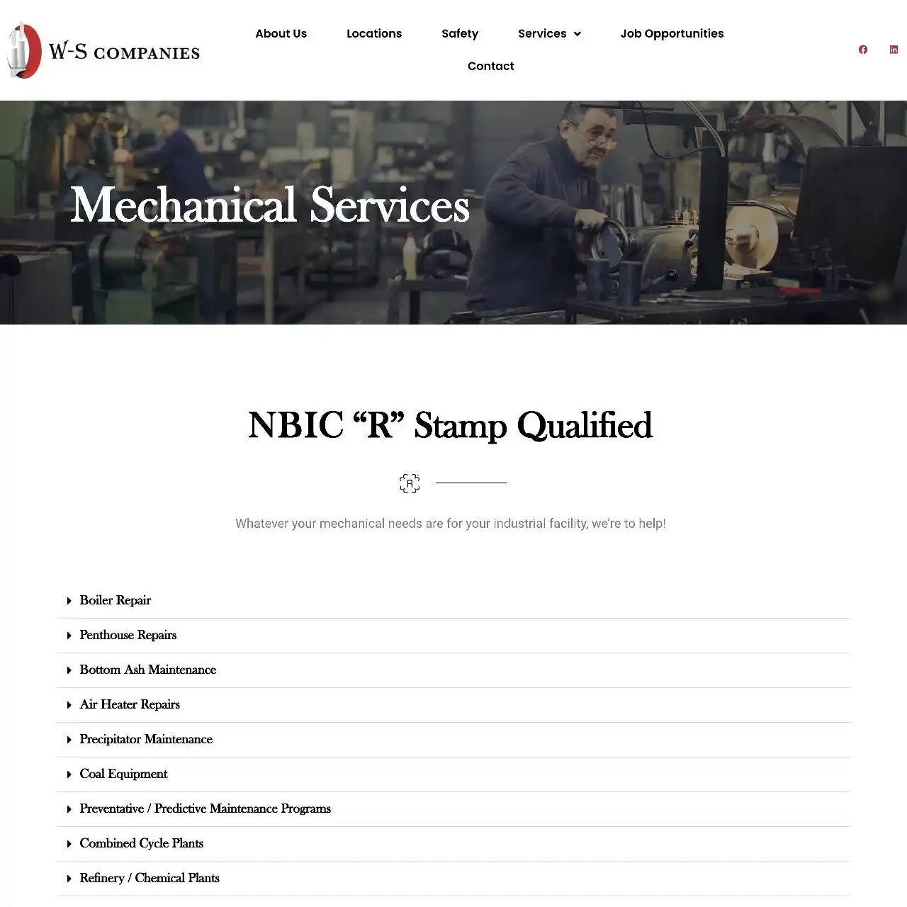 industrial website design development https w sindustrial.com services w s mechanical mechanical services