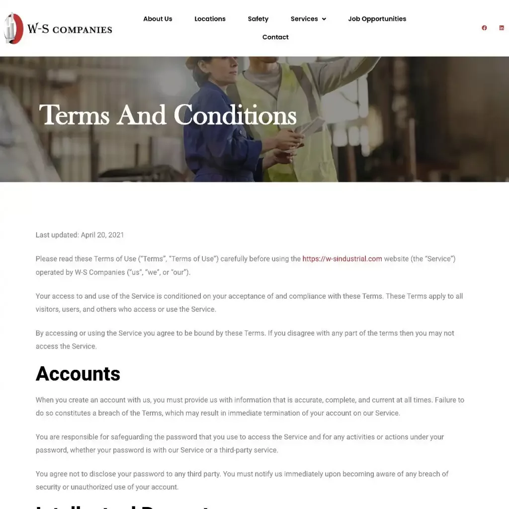 industrial website design development https w sindustrial.com terms conditions