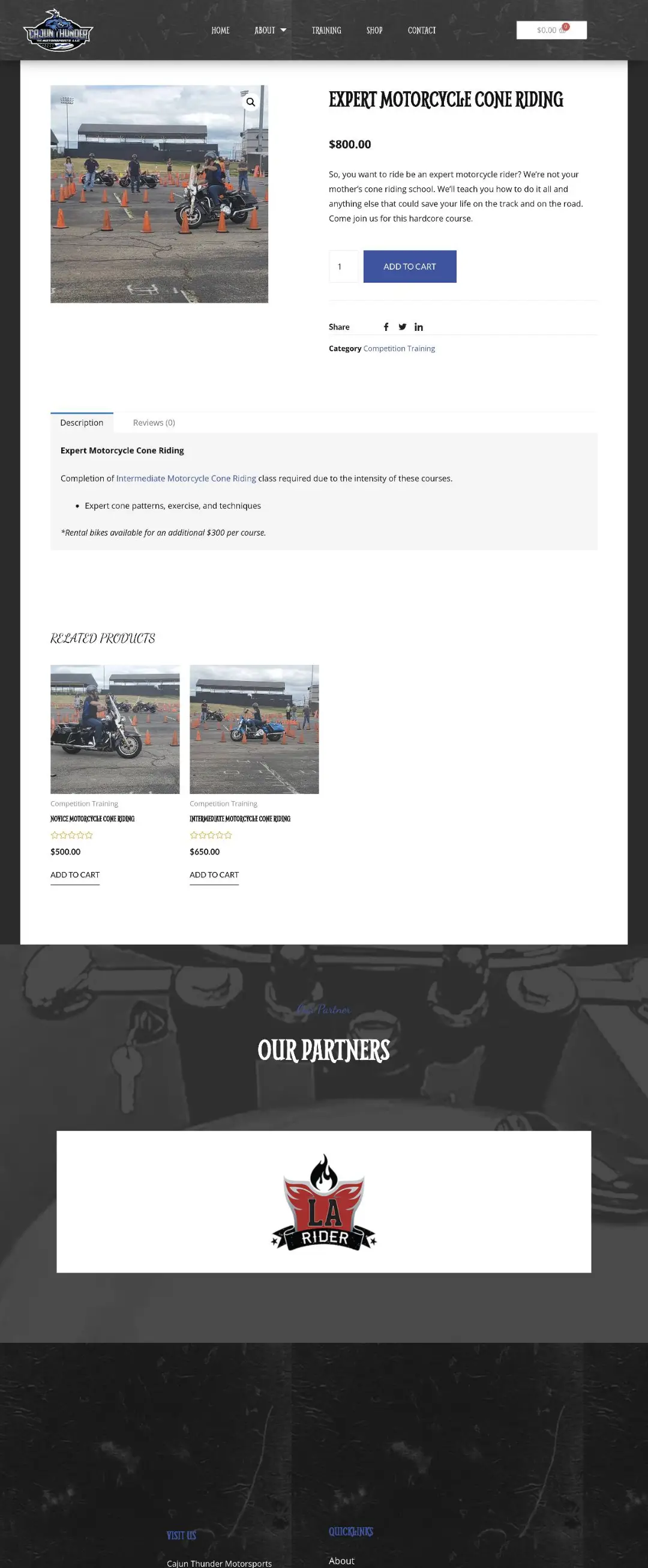 cajun thunder motorsports racing website development screenshot 10