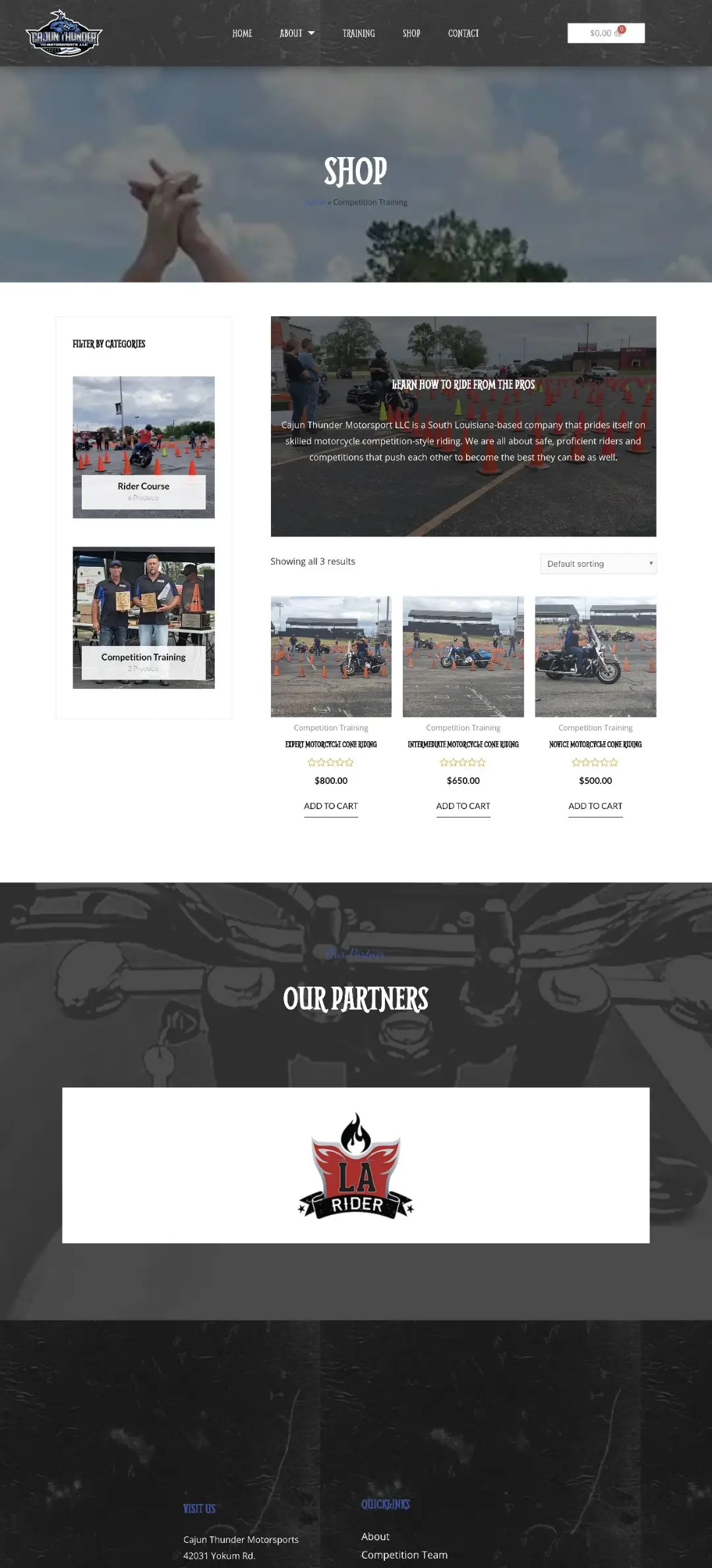 cajun thunder motorsports racing website development screenshot 19