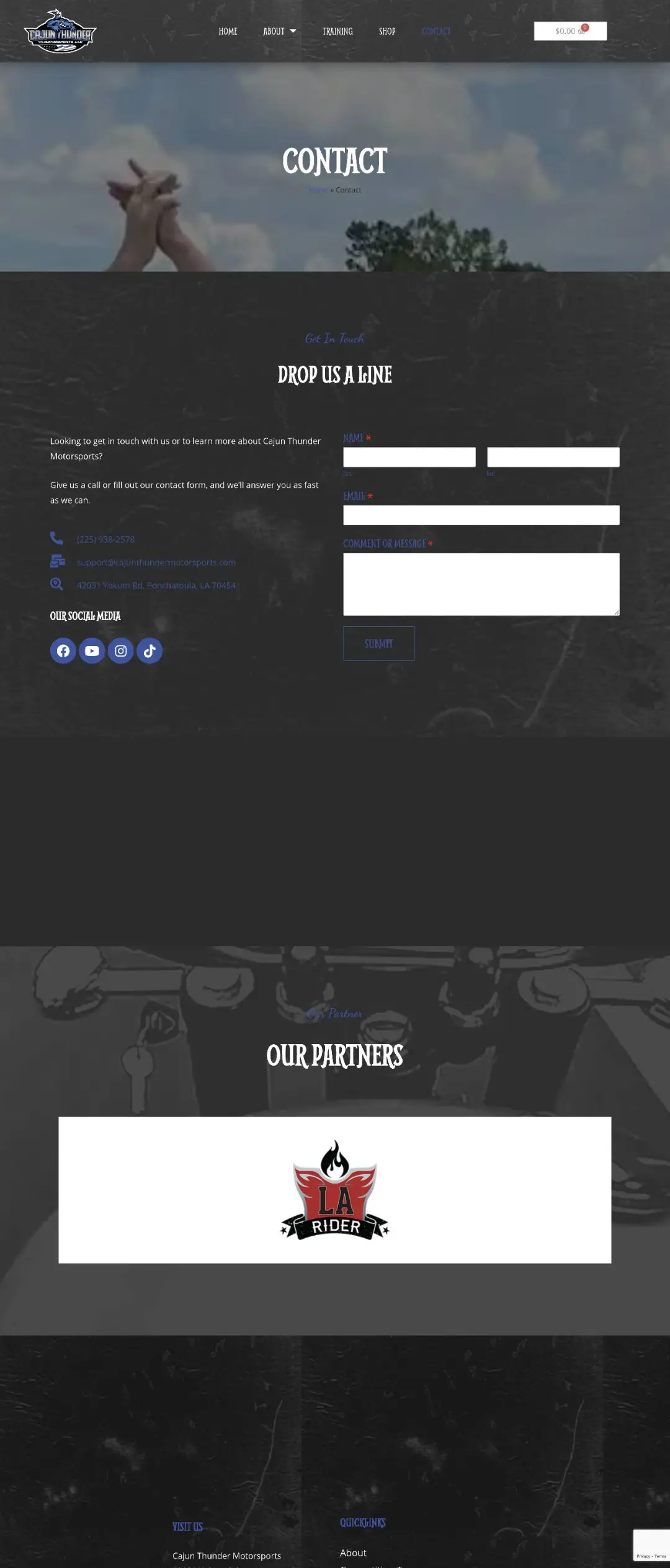 cajun thunder motorsports racing website development screenshot 5