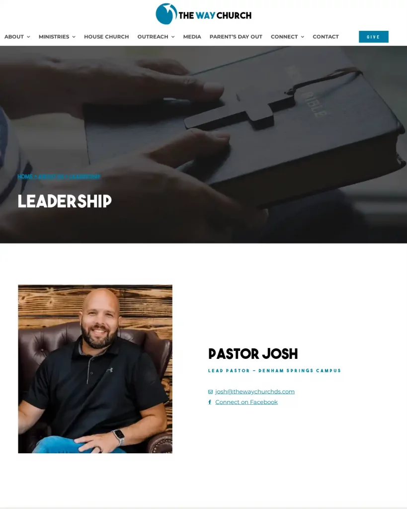 the way church denham springs website redesign church leadership