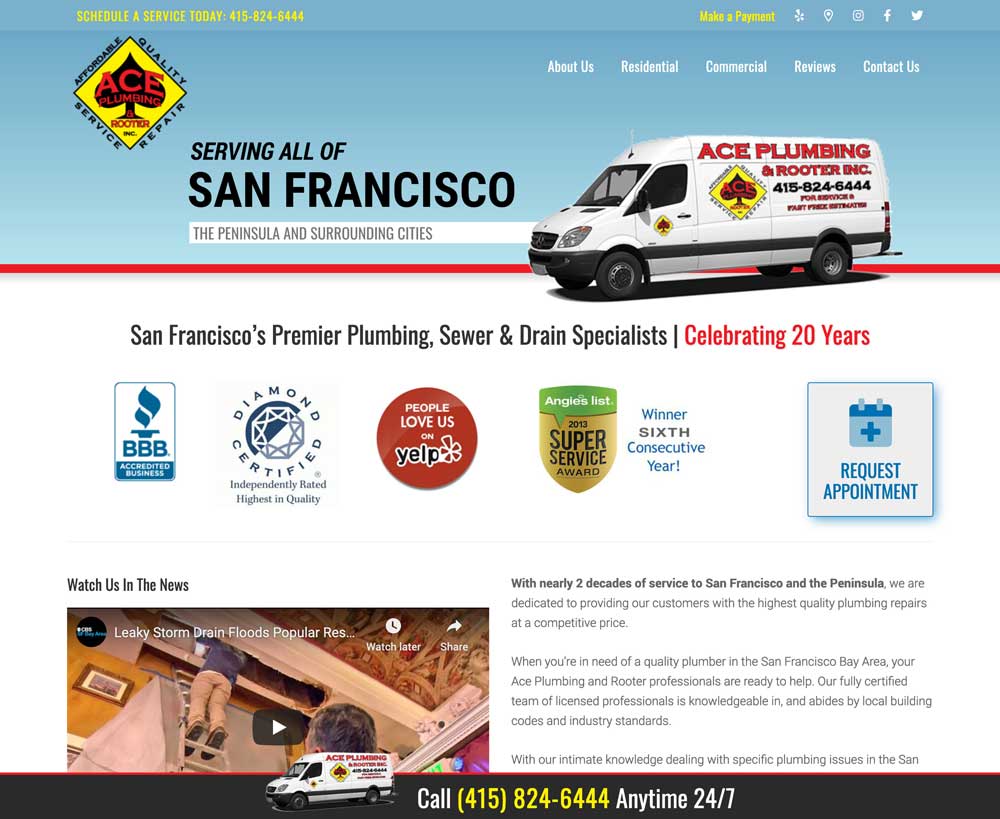 Ace Plumbing Rooter in San Francisco California best plumber website ideas
