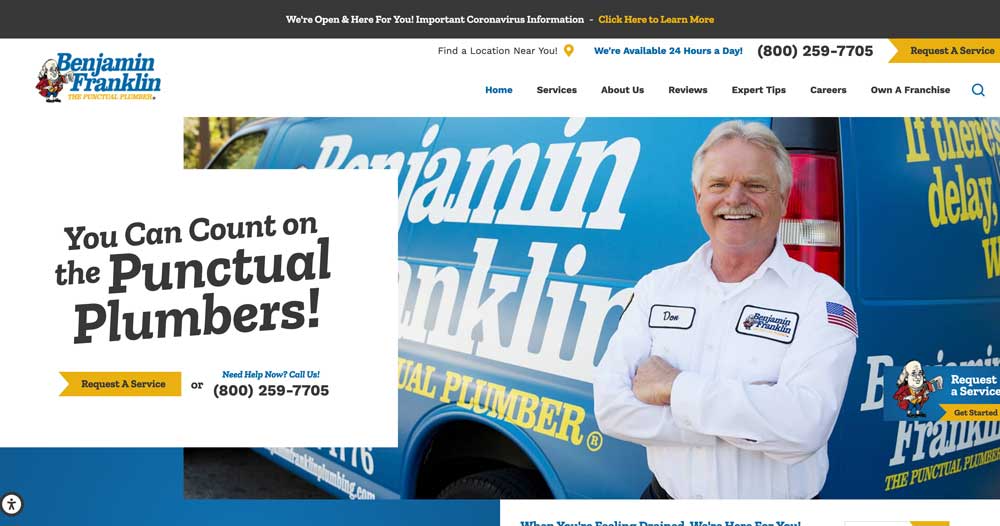 benjamin franklin best plumber website ideas