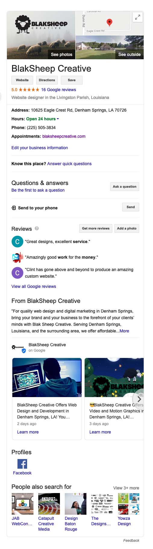 blaksheep creative google my business gmb screenshot