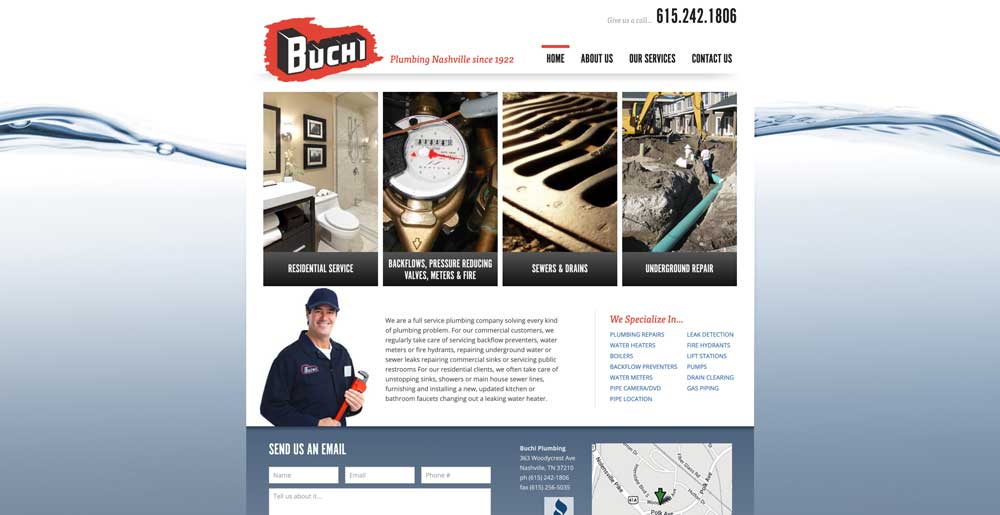 bunchi plumbing nashville plumbing website design example