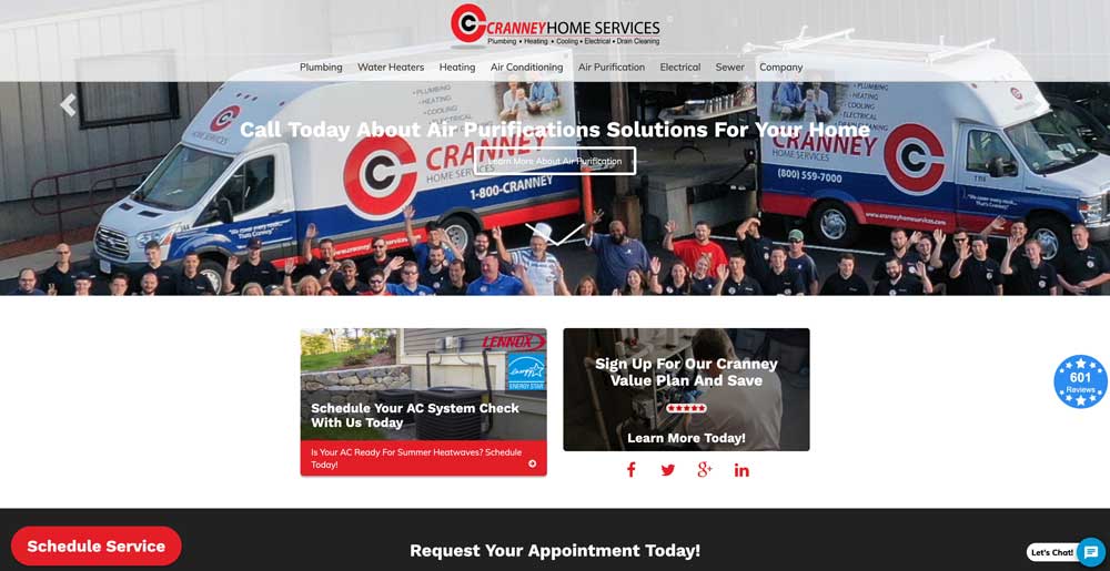 cranney home services 100 plumbing website list