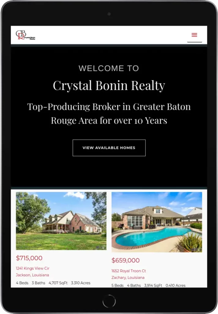 crystal bonin real estate website design baton rouge