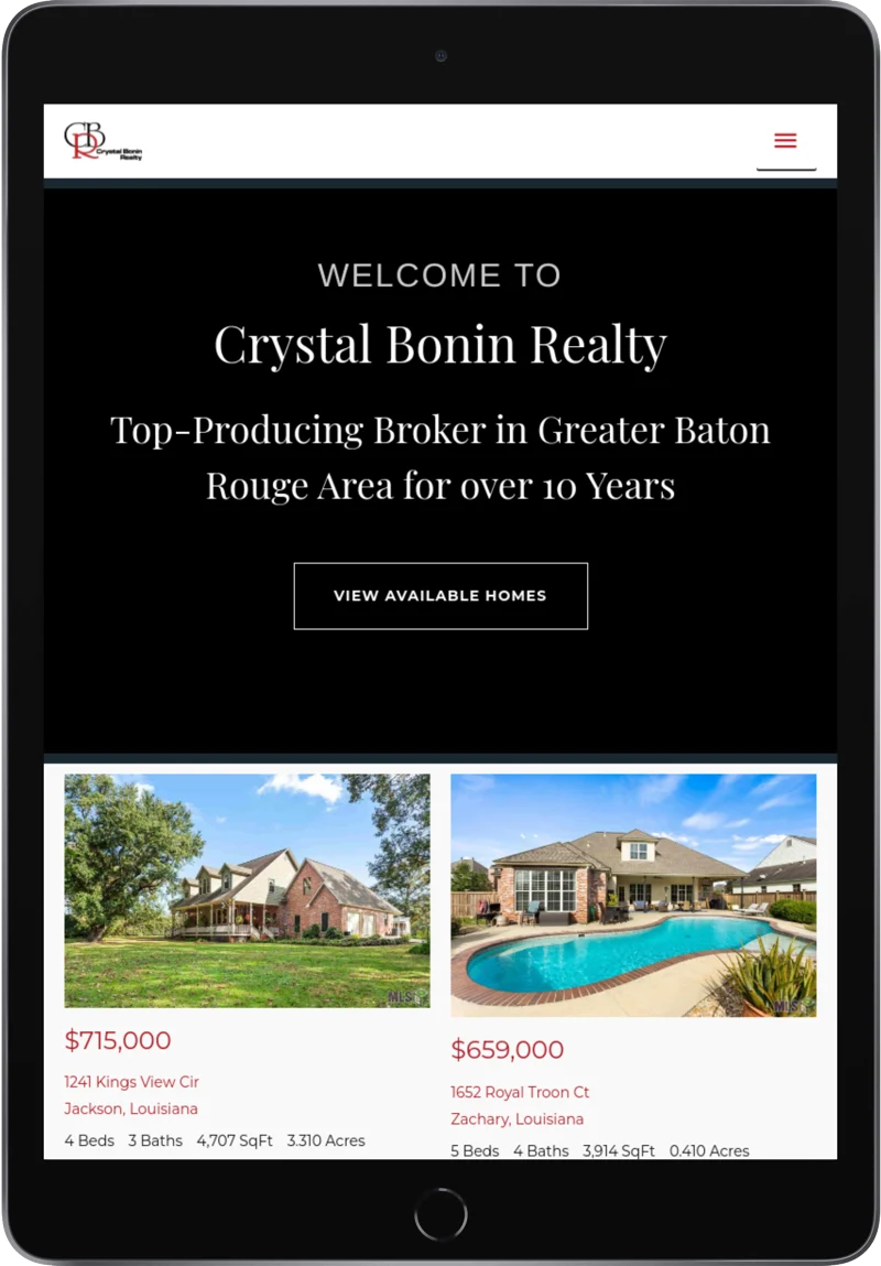 crystal bonin realty real estate website design baton rouge