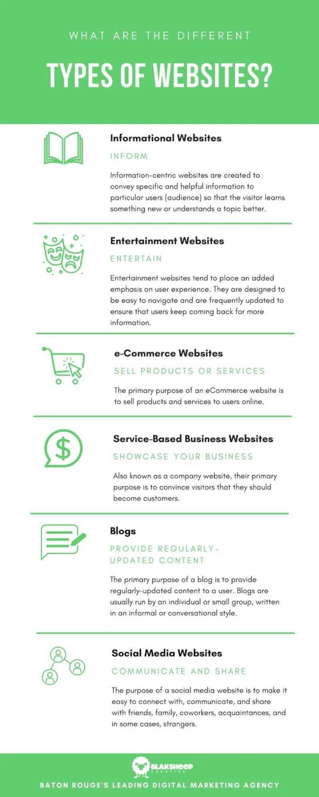 different types of websites baton rouge infographic