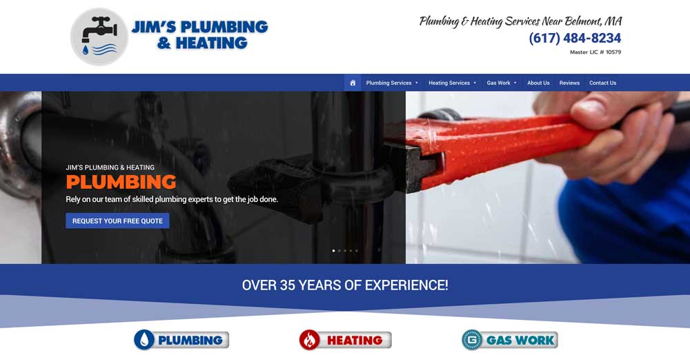 jims plumbing heating website example top 100 list