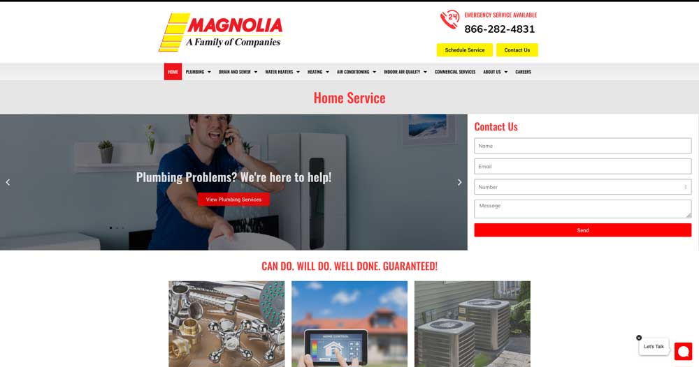 magnolia plumbing website example top 100 list