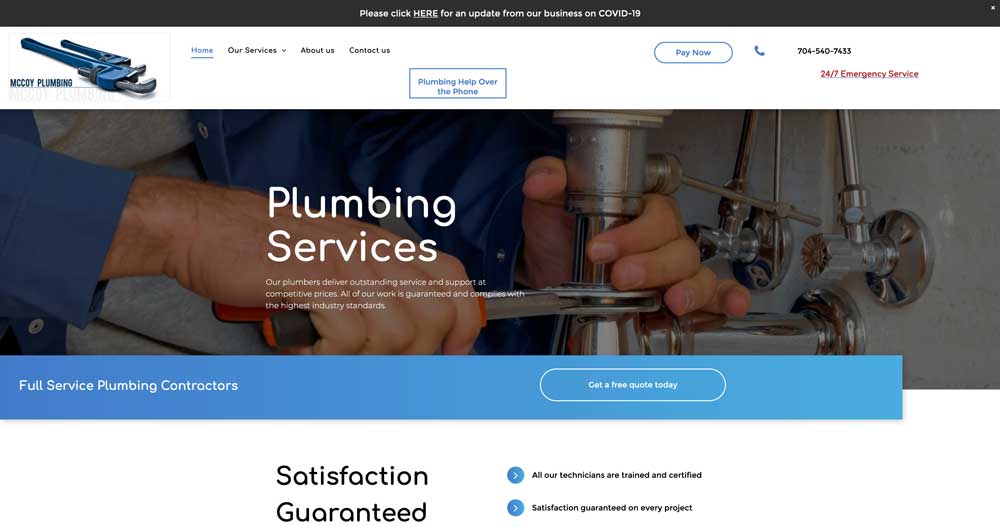 mccoy plumbing website example top 100 list