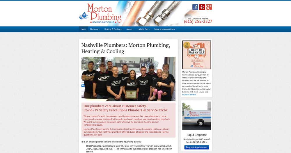 morton plumbing website example top 100 list