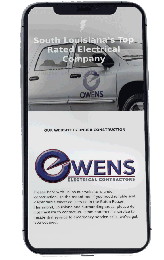 owens electrical iphone mobile responsive site mockup