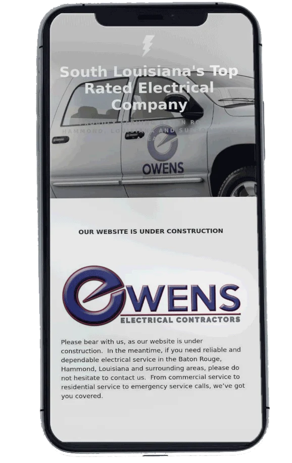 owens electrical iphone mobile responsive site mockup