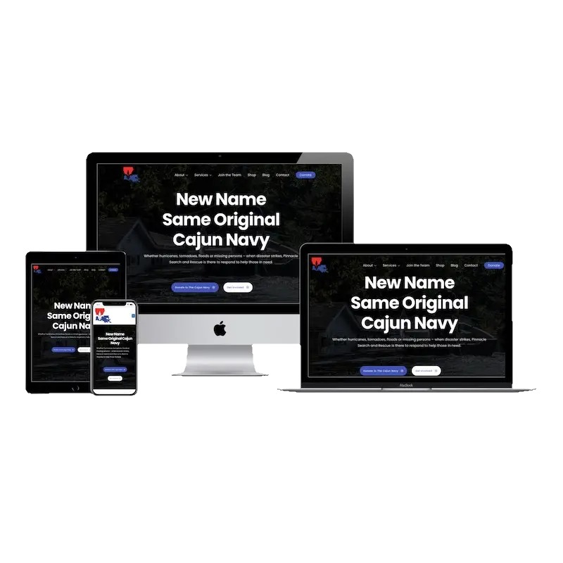 pinnacle sar cajun navy 2016 website design mockup