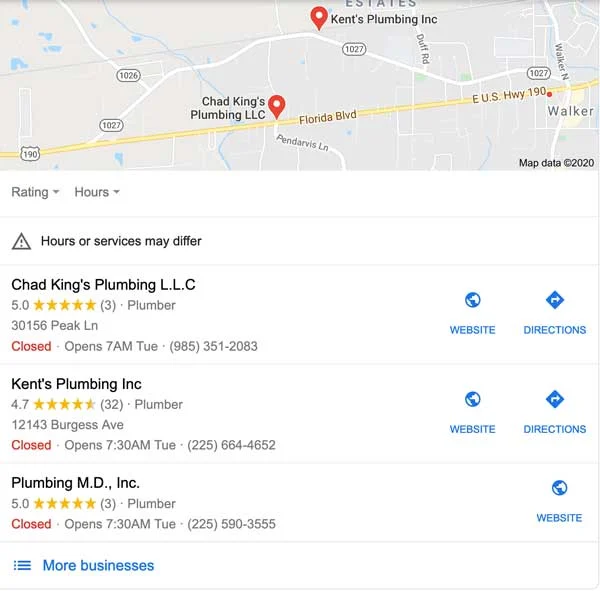 plumbers near me due to plumber company marketing efforts