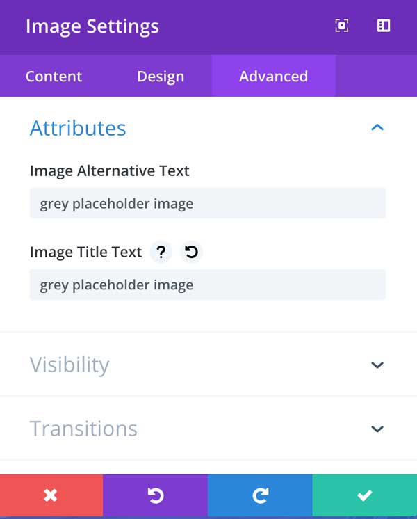 properly completed divi image module seo information