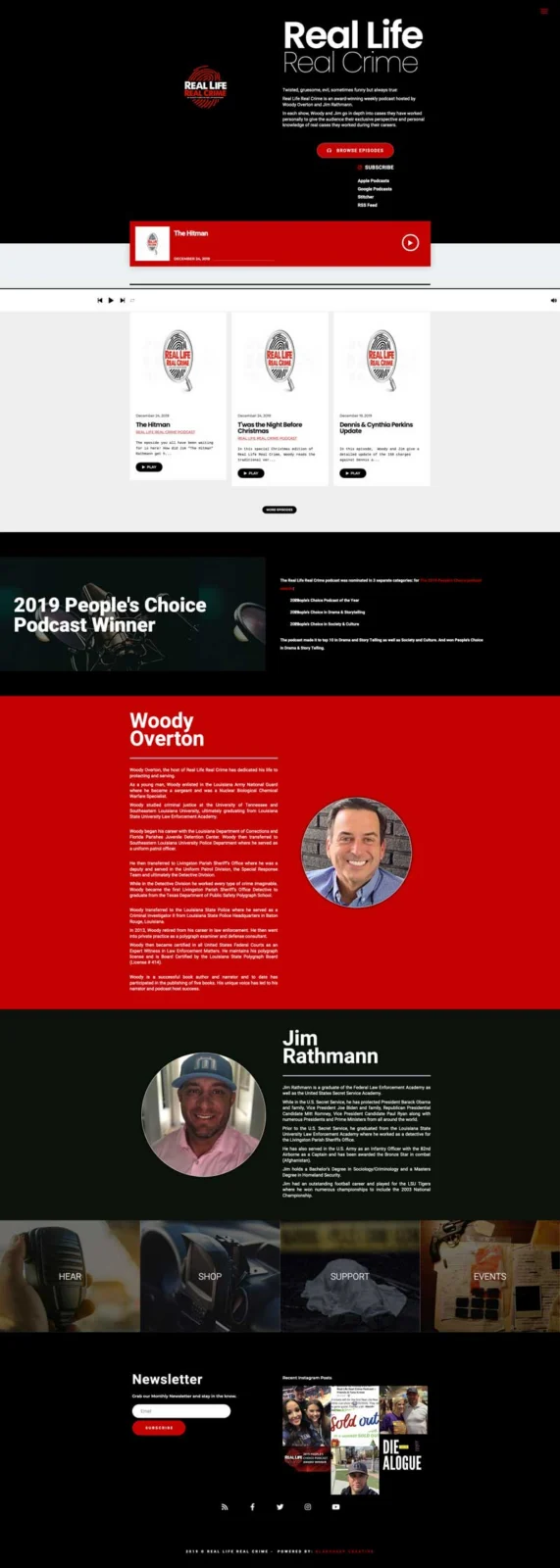 real life real crime podcast website redesign screenshot