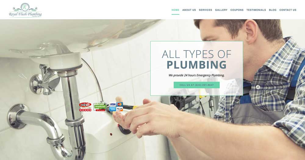 royal flush plumbing website example top 100 list