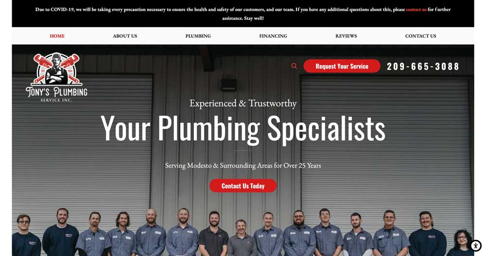 tonys plumbing top 100 list of plumbing contractor websites