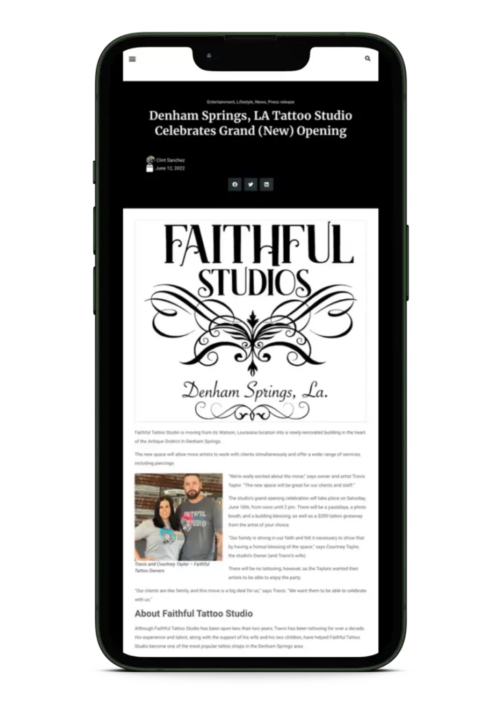 faithful tattoo studio denham springs press release mockup