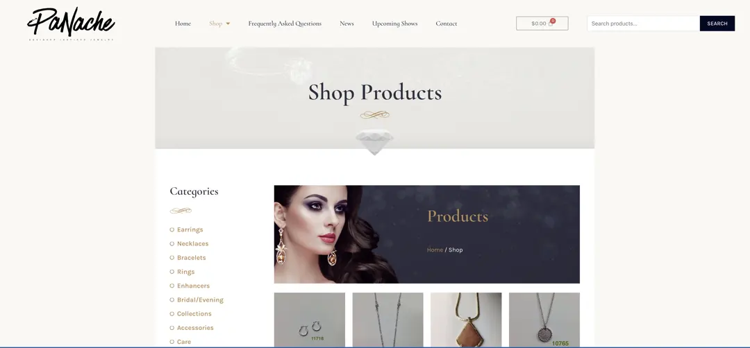 panache designer jewelry ecommerce website design shop page baton rouge louisiana