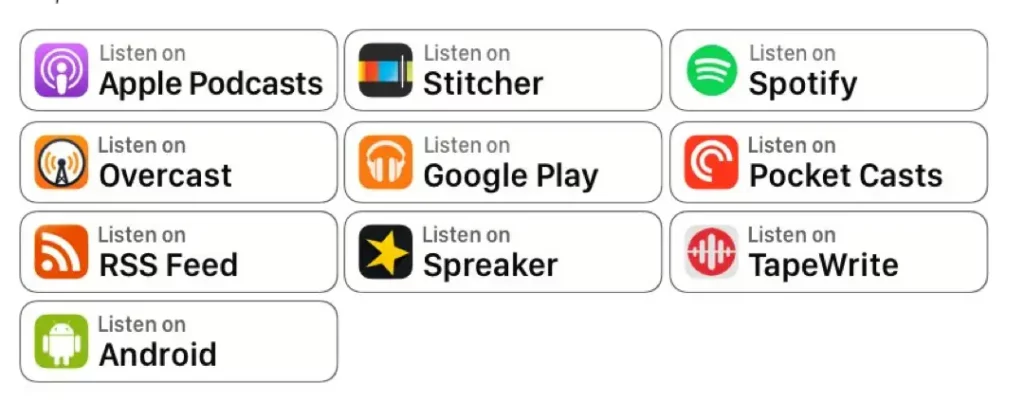 podcast listen website design badges