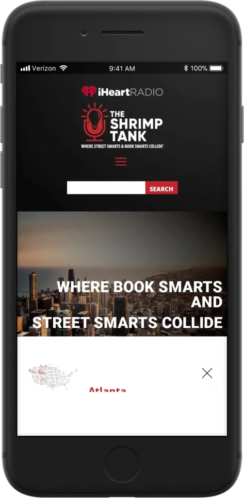 shrimp tank podcast website design mockup