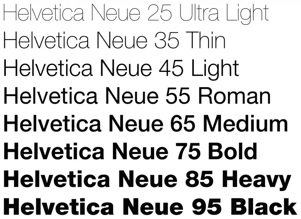 helvetica neue font not too fat