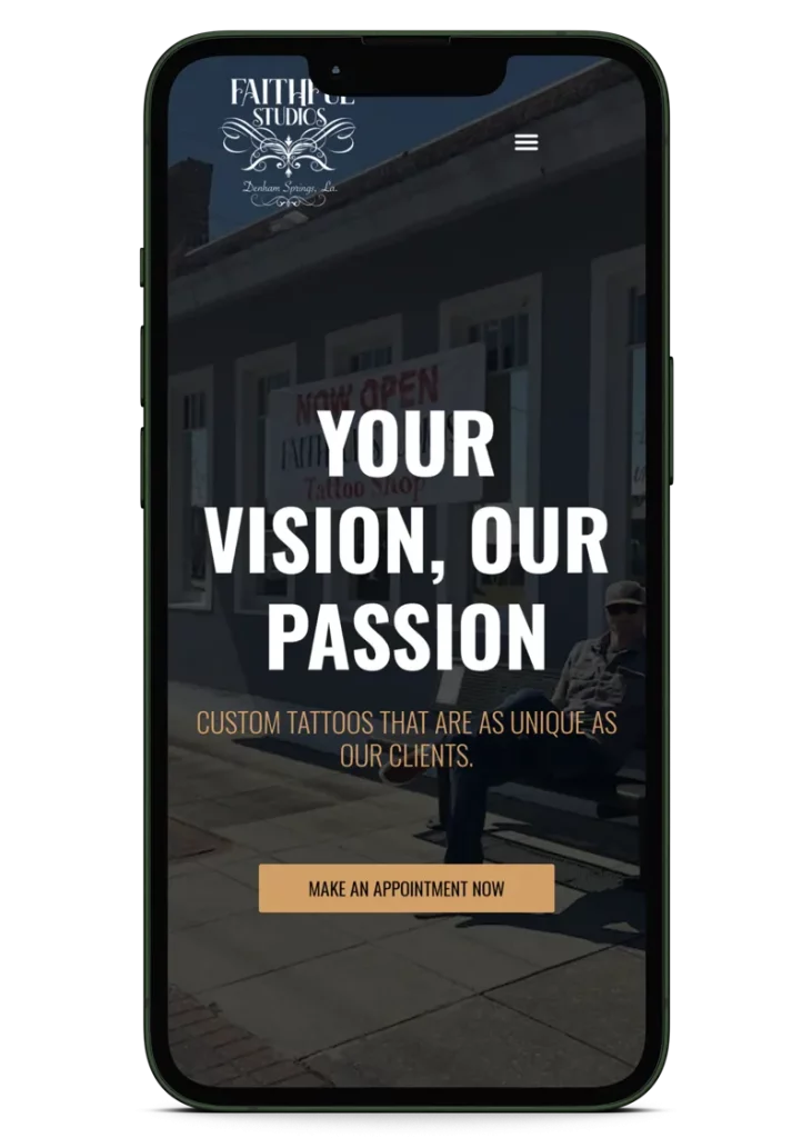 faithful tattoo studio website design iphone mobile mockup