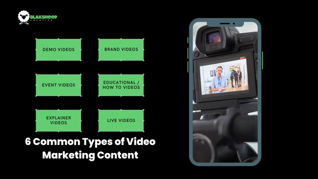 6 Common Types of Video Marketing Content infographic