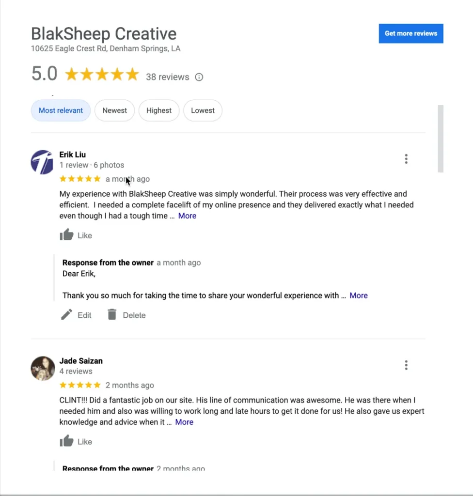 blaksheep creatives google reviews