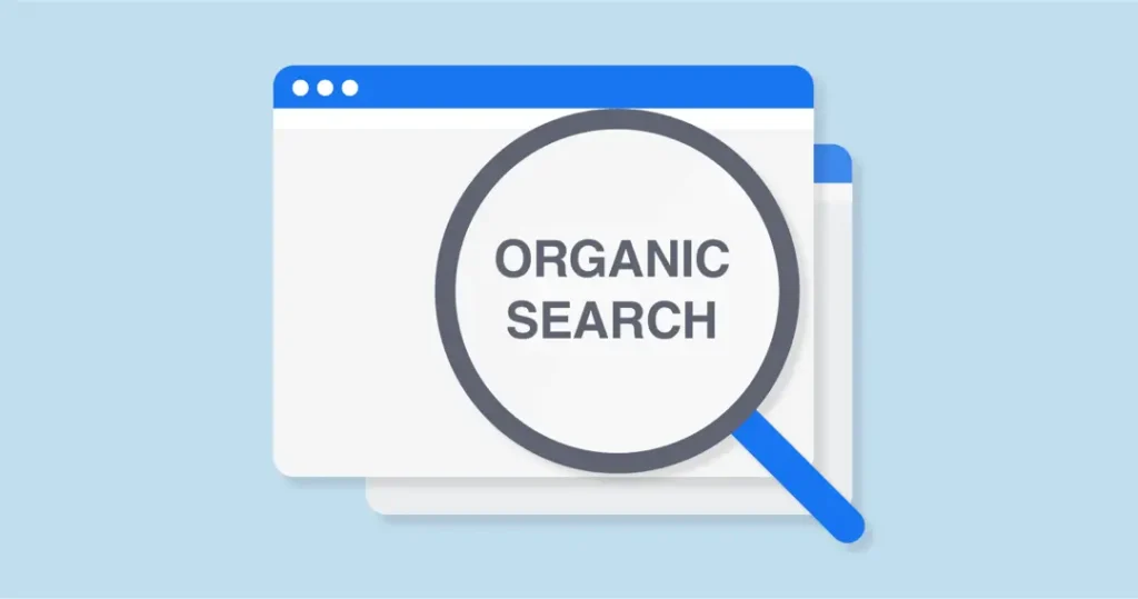 organic search concept magnifying glass website